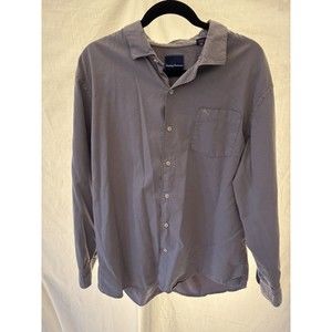 Tommy Bahama Mens Gray Long Sleeve Button Up Size Large‎ Silk And Cotton